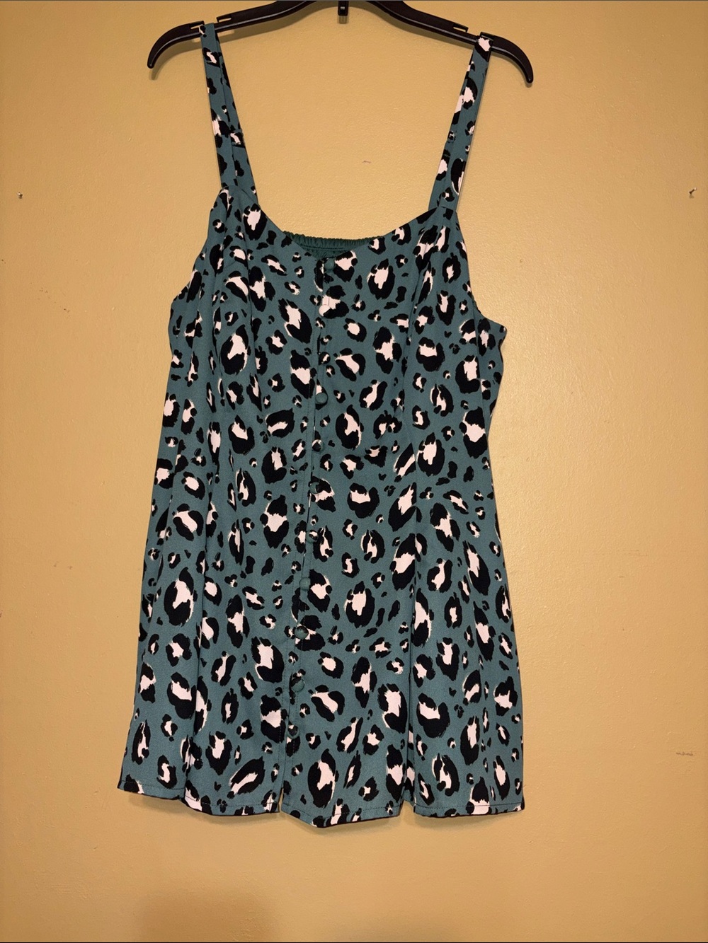 torrid Teal Leopard Print Button-Front Tank Top